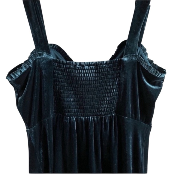 NWT Betsey Johnson Sweetheart Neck Emerald Green Velvet Sleeveless Midi Dress L - Picture 7 of 12